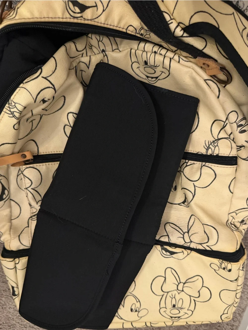 Petunia Pickle Bottom Kids Cream and Black Mickey & Minnie Print Diaperbag